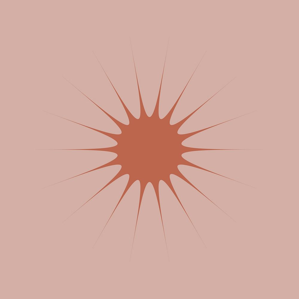 Orange sunburst, minimal aesthetic shape vector