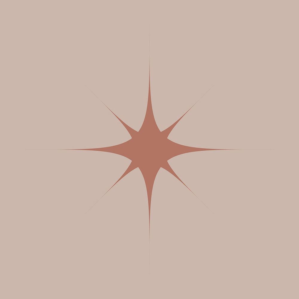 Brown starburst, minimal aesthetic shape vector