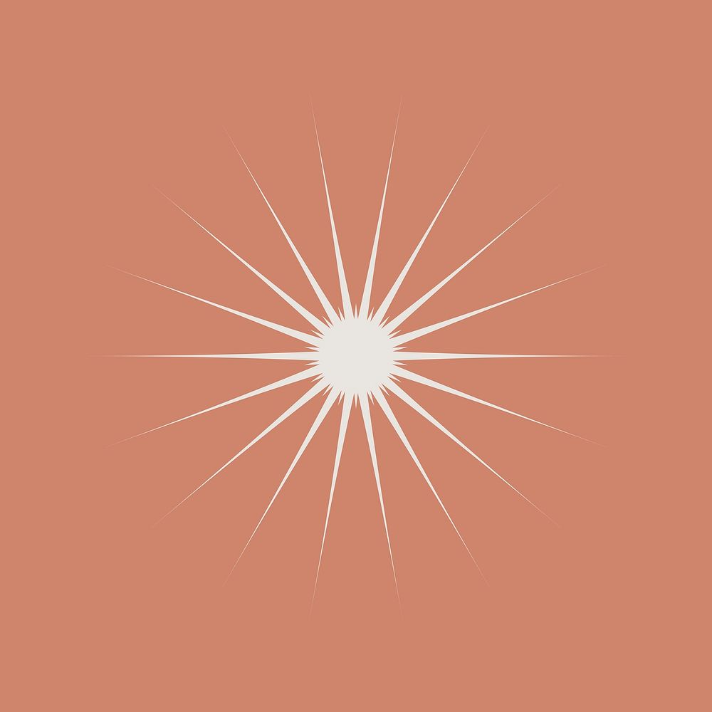 White sunburst, minimal aesthetic shape vector