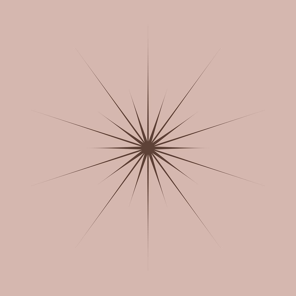 Brown sunburst, minimal aesthetic shape vector