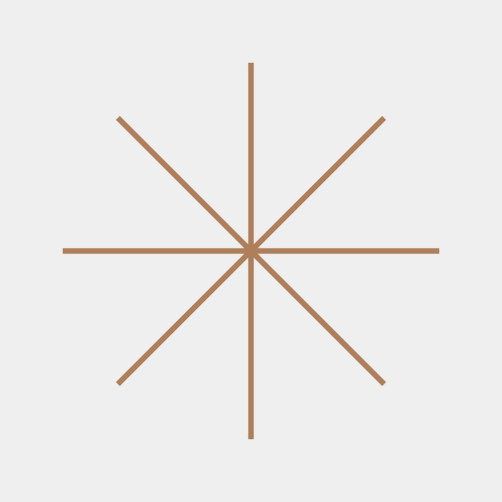 Brown starburst shape, minimal design vector