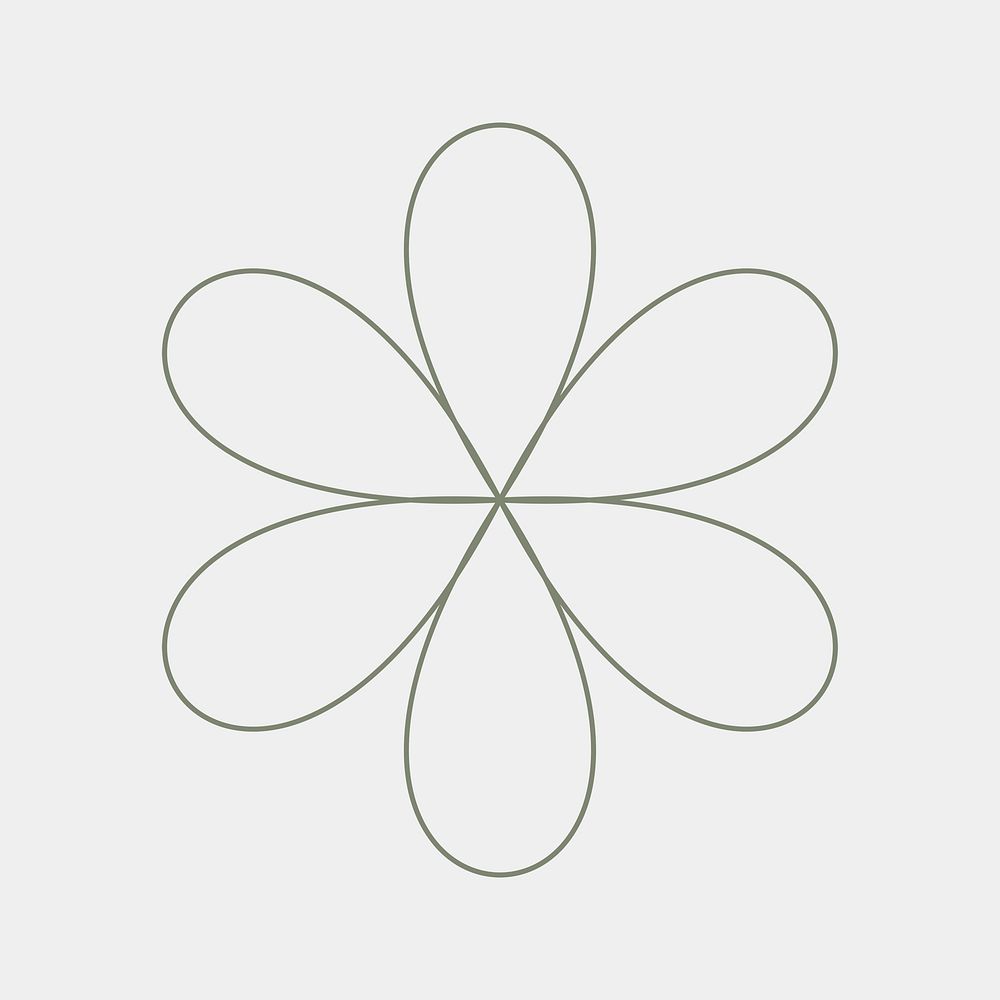 Green flower, aesthetic geometric shape psd