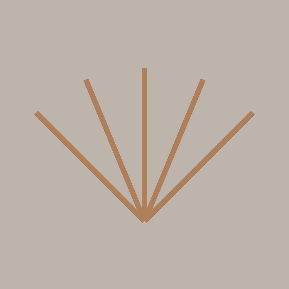 Brown starburst ray, minimal lines vector