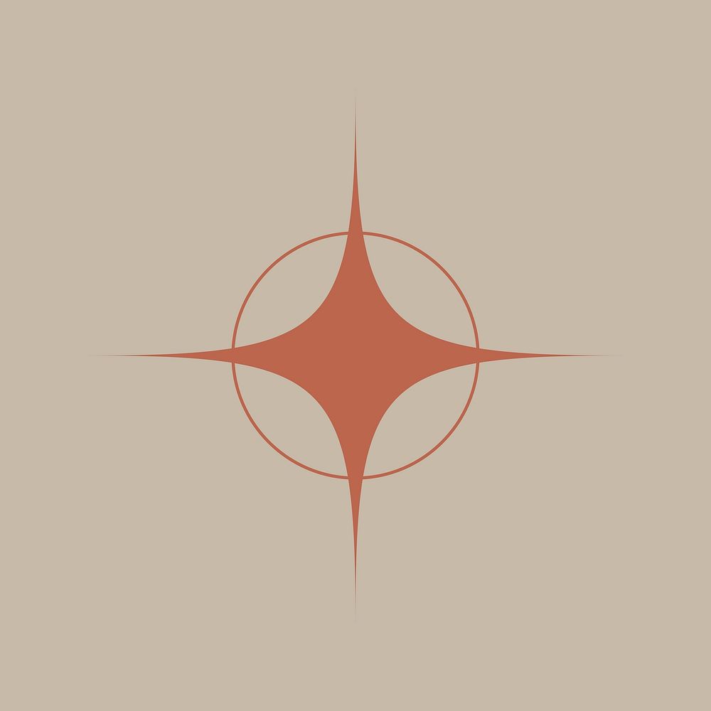 Orange sparkle star, aesthetic shape illustration vector