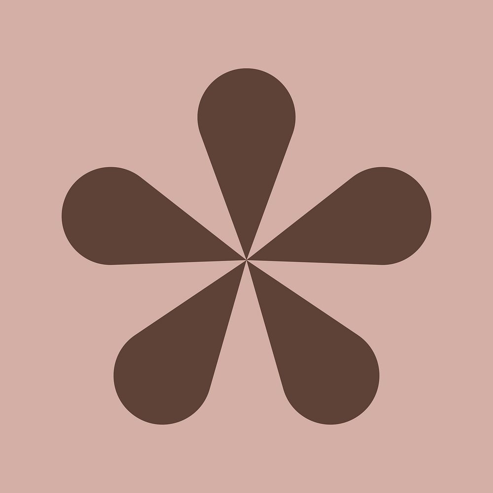 Brown asterisk shape, flat graphic  vector
