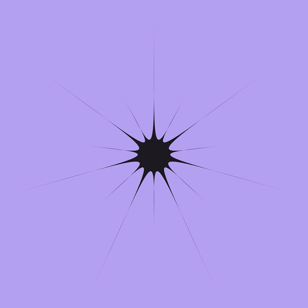 Black starburst, minimal aesthetic shape vector