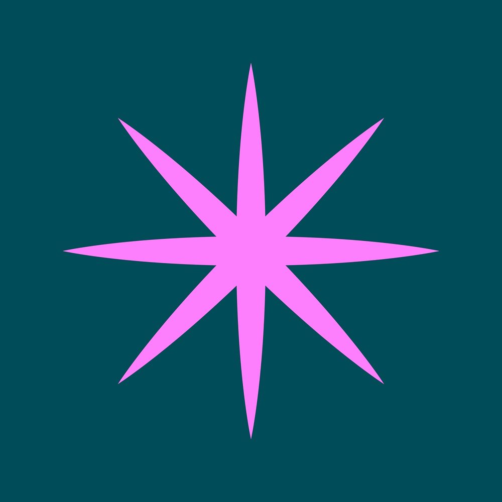 Pink starburst shape, aesthetic design psd