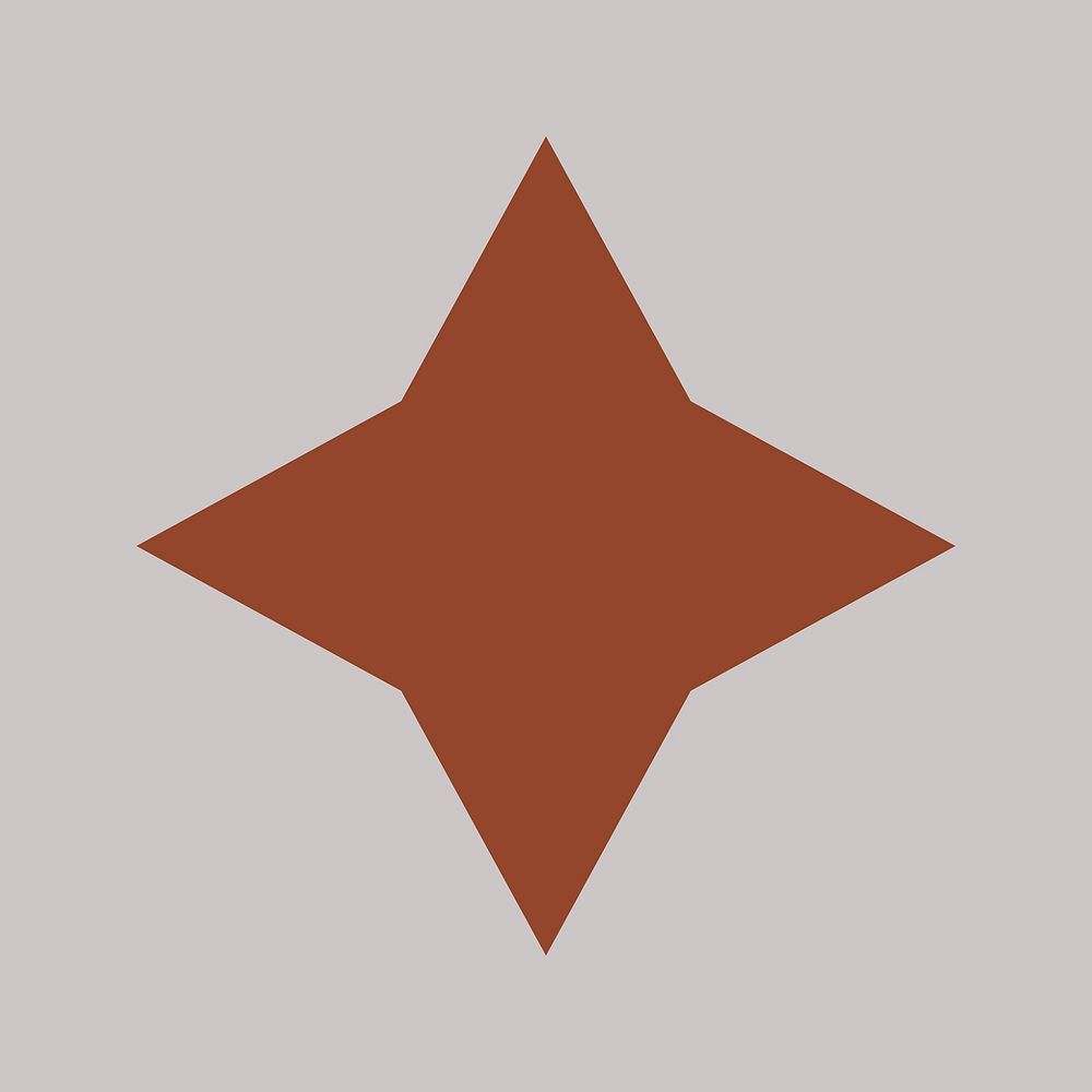 Brown sparkle star, aesthetic shape illustration vector
