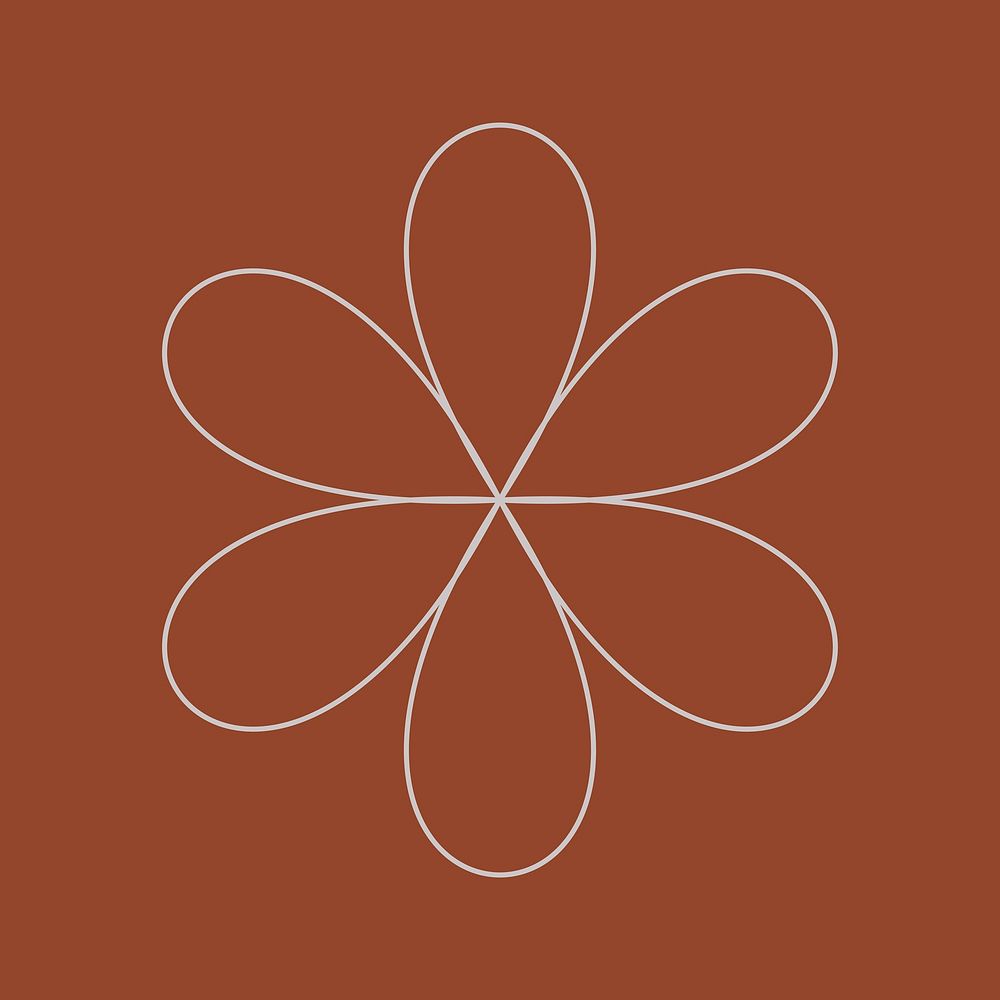 Geometric flower shape, earth tone aesthetic vector