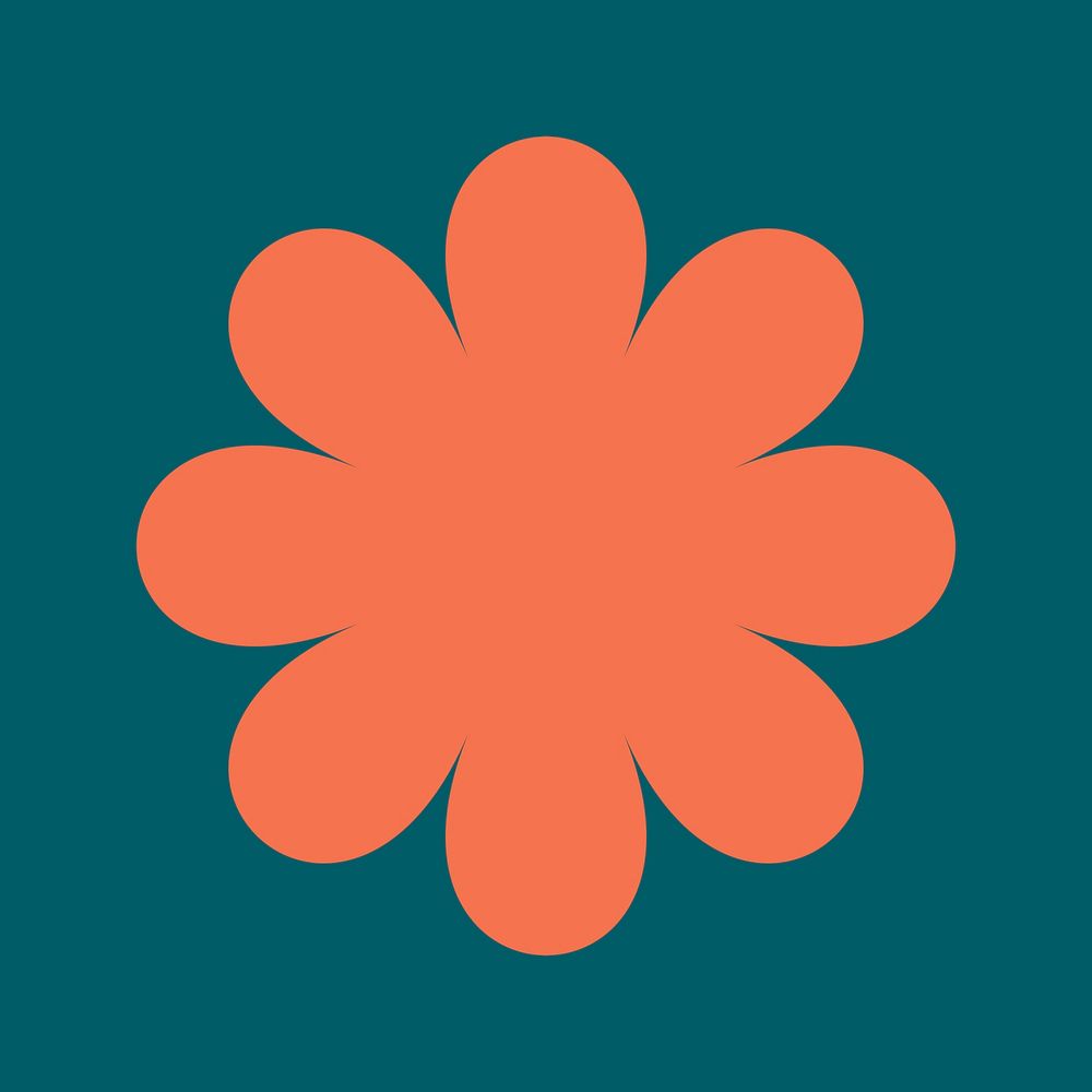 Orange flower, aesthetic geometric shape psd
