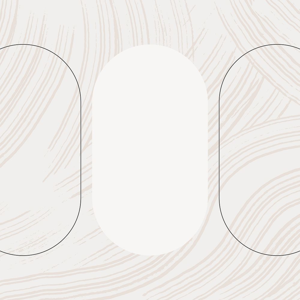 Aesthetic oval frame, beige background vector