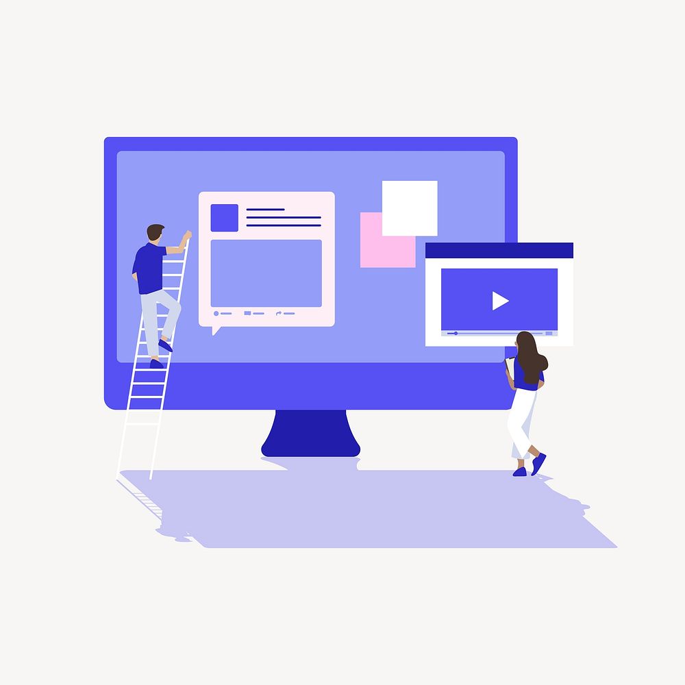 Website building icon, teamwork illustration vector