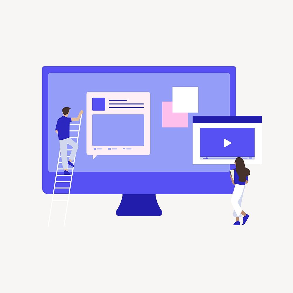 Website building icon, teamwork illustration vector