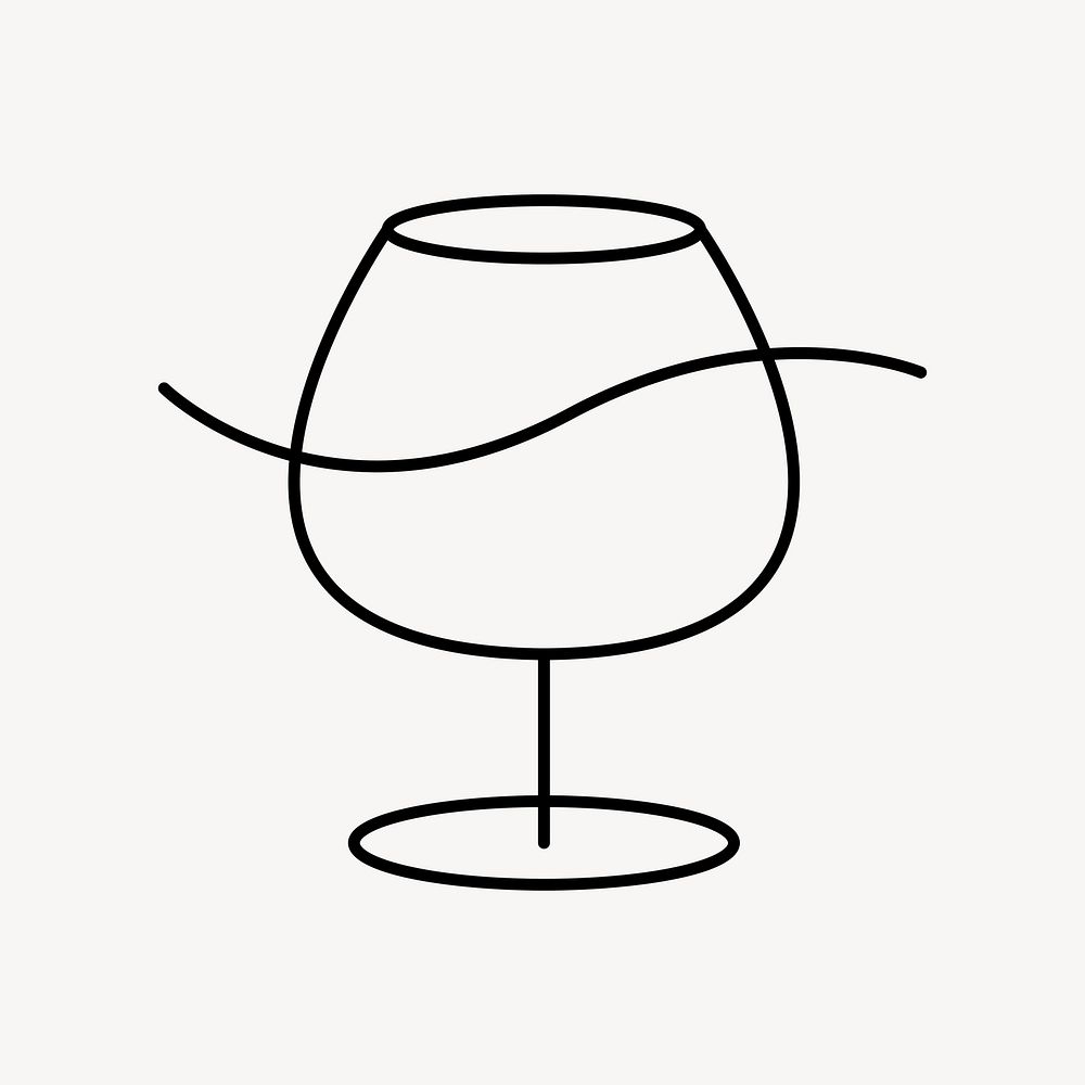 Wine glass, simple line art, collage element vector