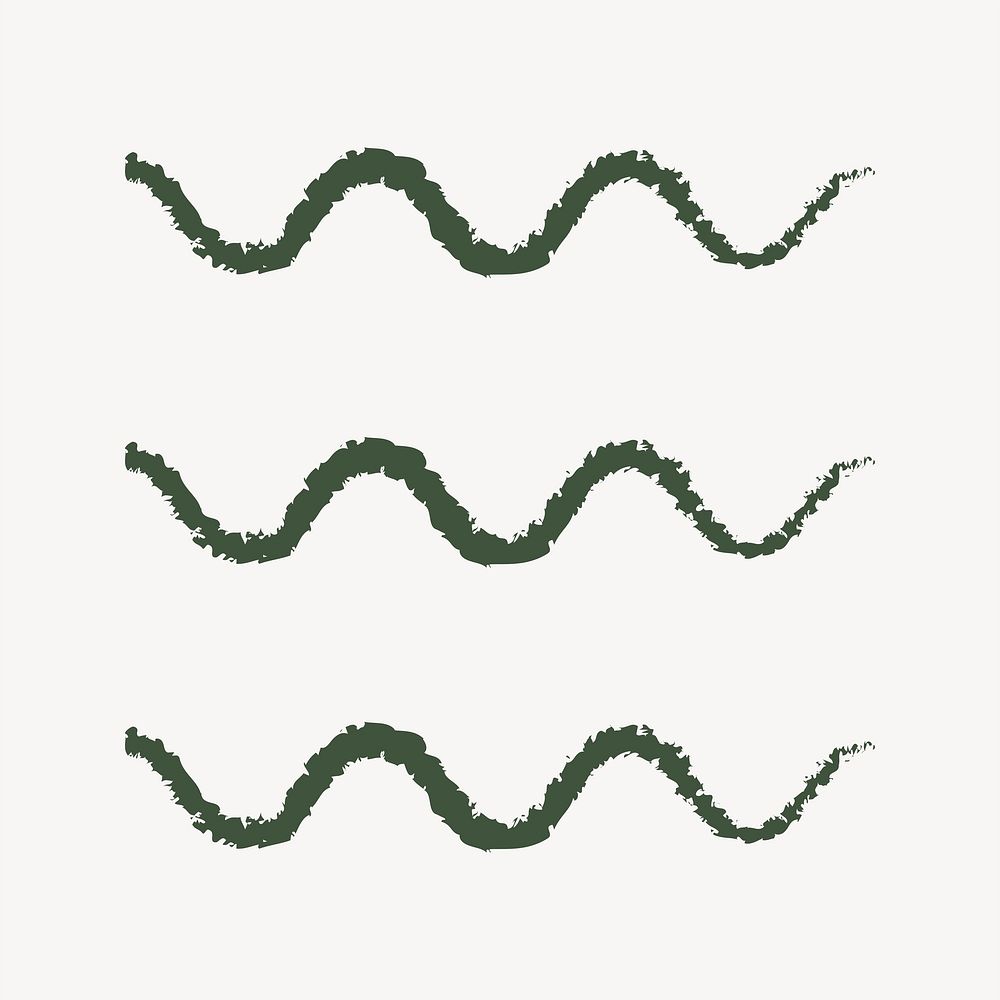 Green wavy lines collage element, abstract design vector