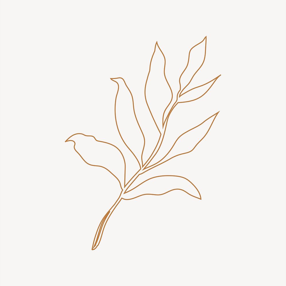Brown leaf collage element, minimal design vector