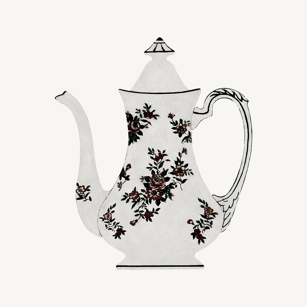 Antique teapot, vintage illustration collage element vector
