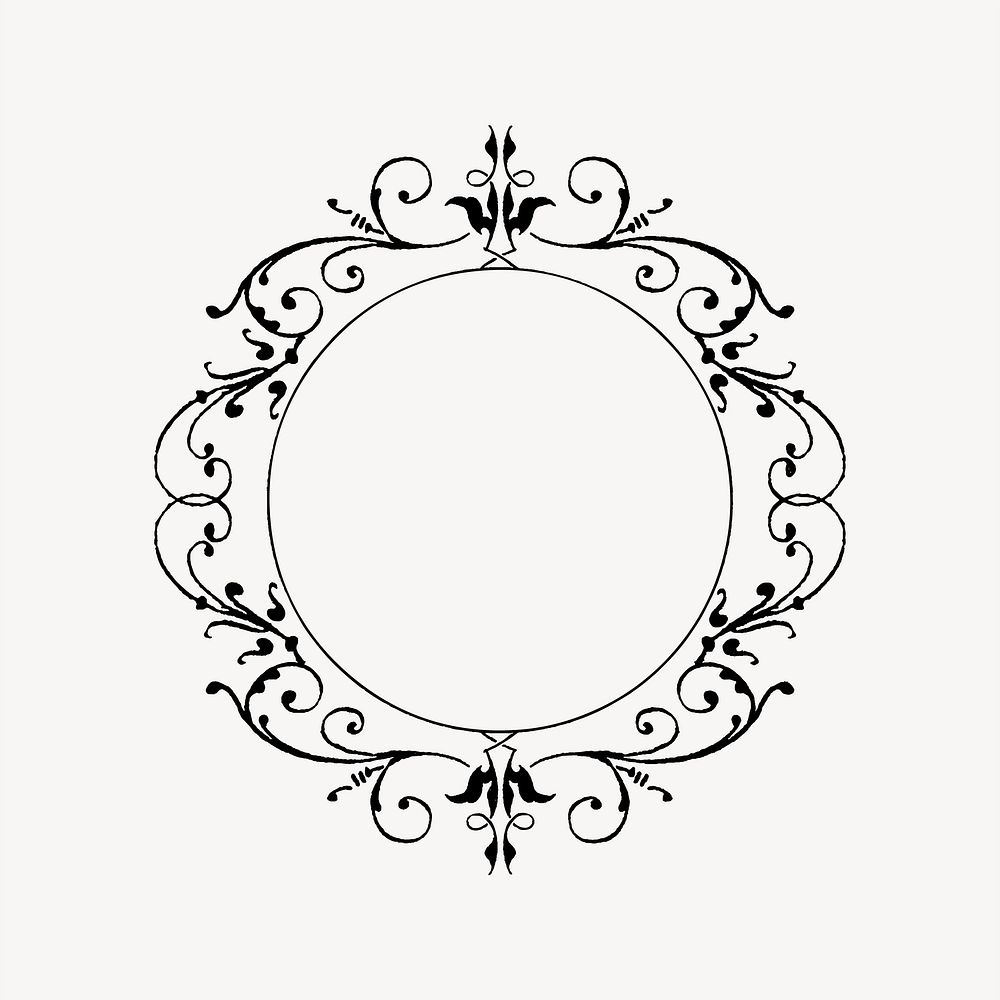 Decorative frame black & white collage element vector