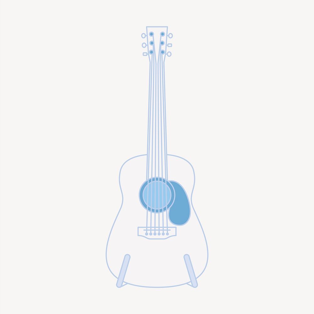 Guitar illustration, blue design element vector