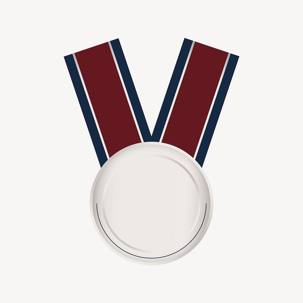 Silver medal badge collage element vector
