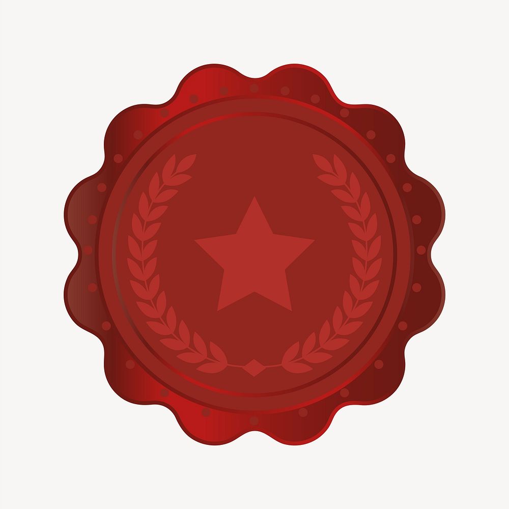 Wax seal badge, red collage element vector