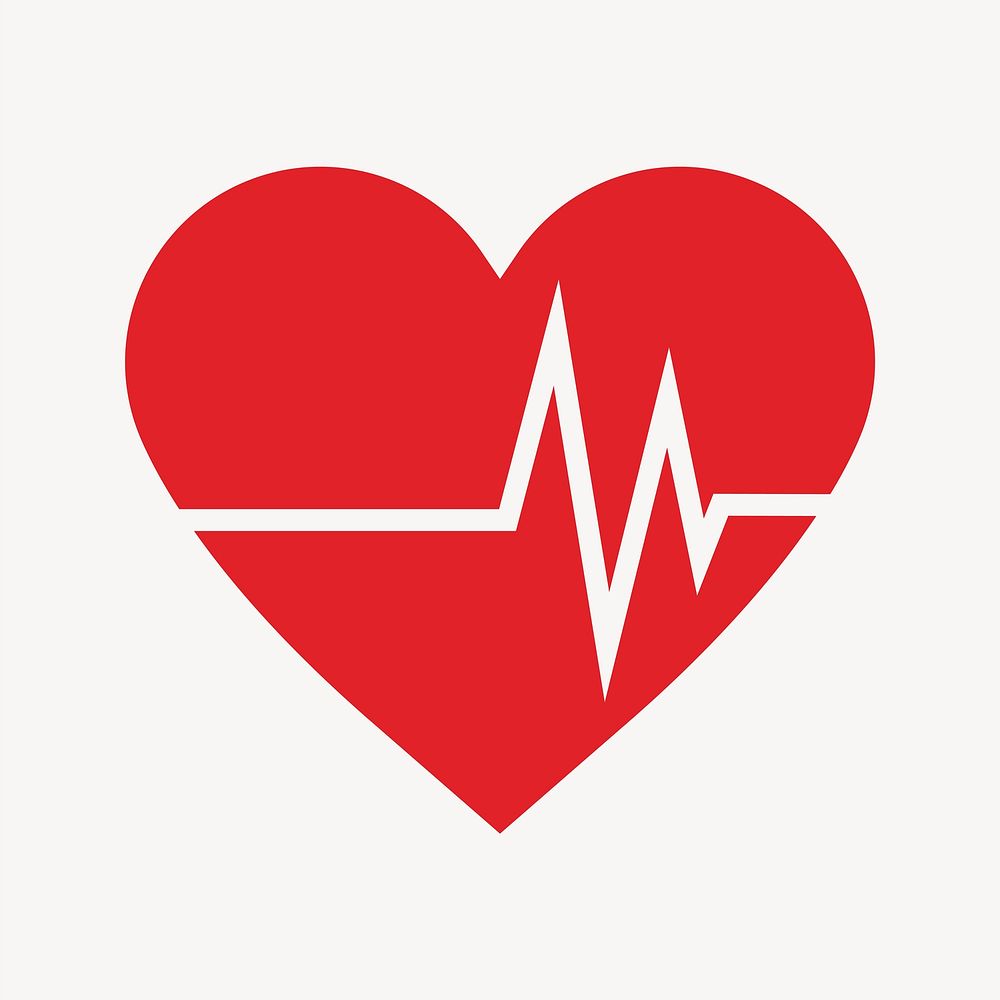 Heart rate icon collage element vector
