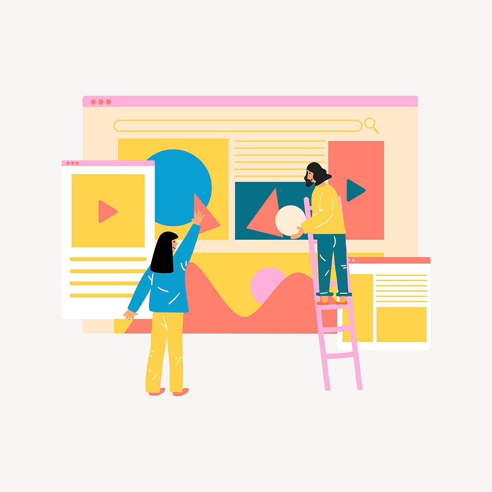 Online business illustration collage element vector