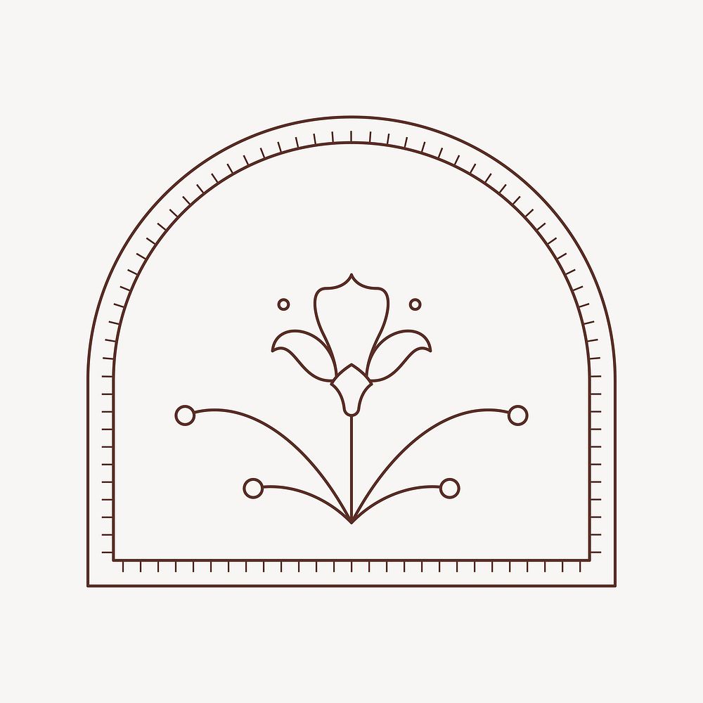 Decorative flower frame, line art, design element vector
