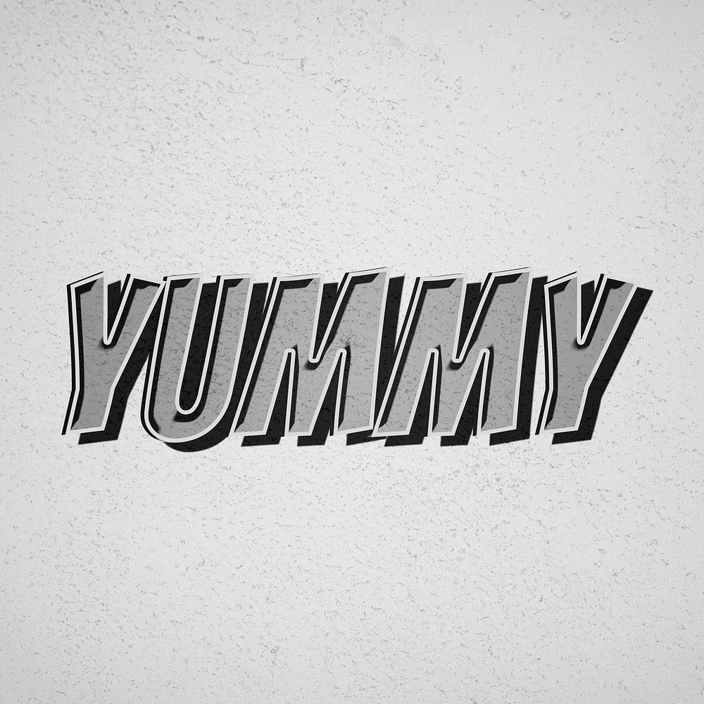 Yummy word comic retro typography
