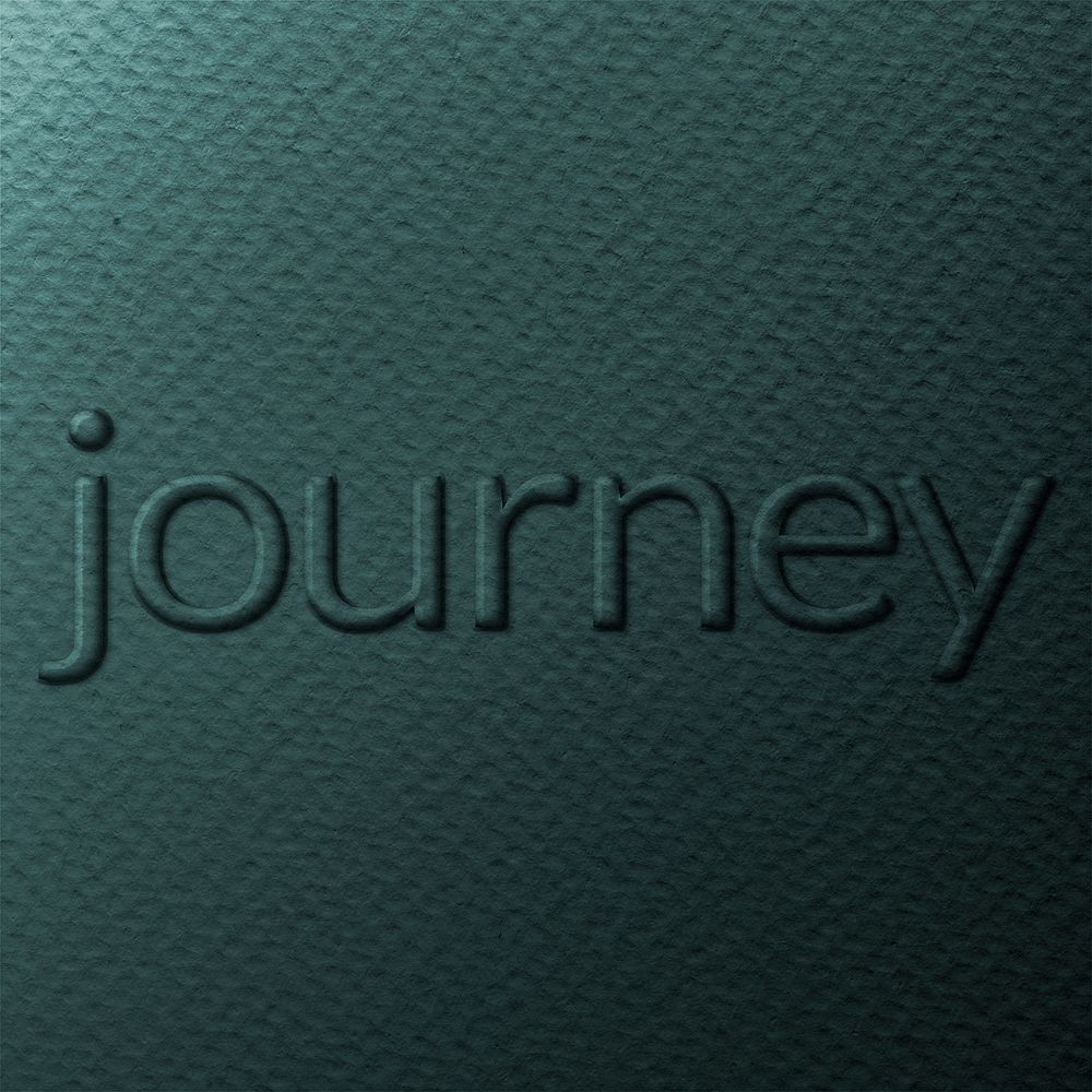 Journey word embossed typography on paper texture