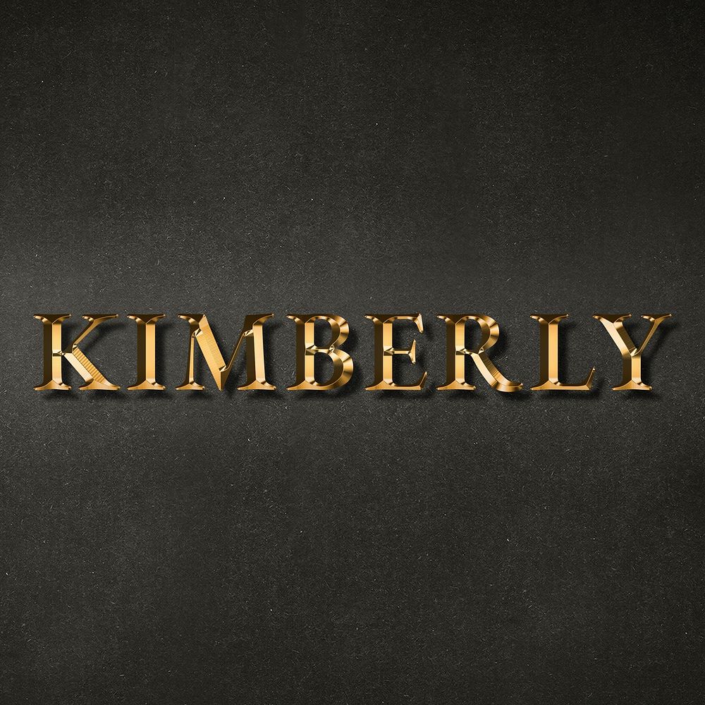 Kimberly typography in gold effect design element 