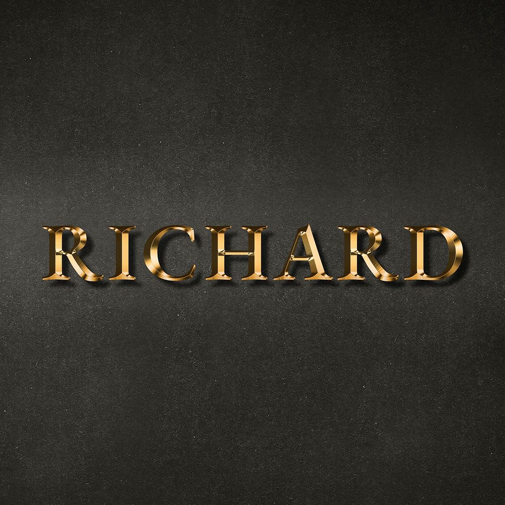 Richard typography in gold effect design element