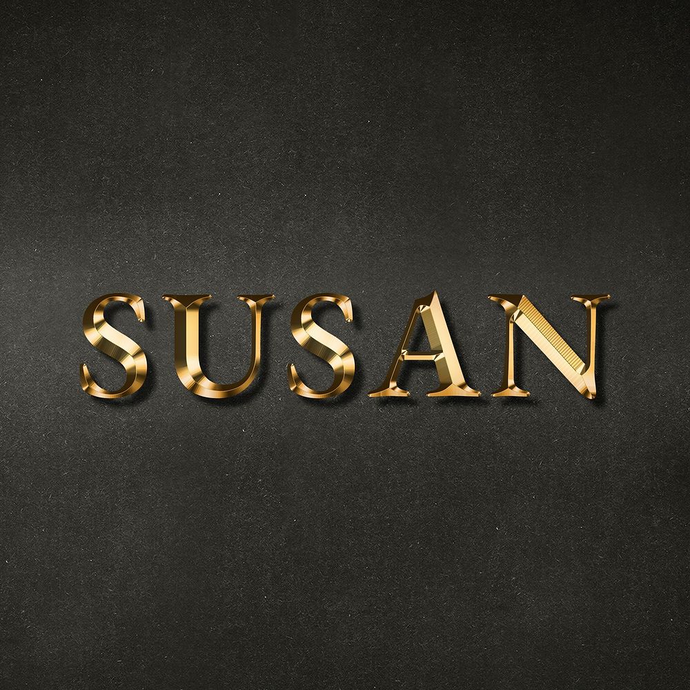 Susan typography in gold effect design element
