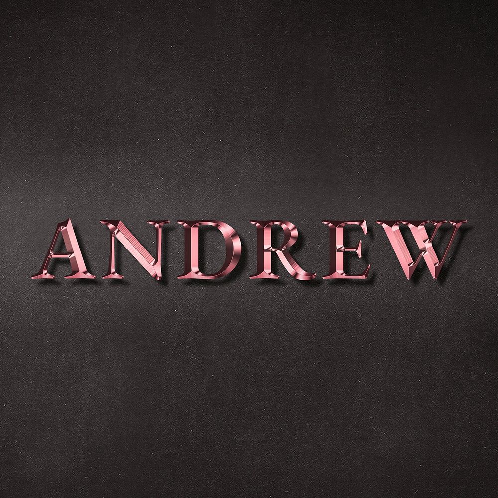 Andrew typography in rose gold design element