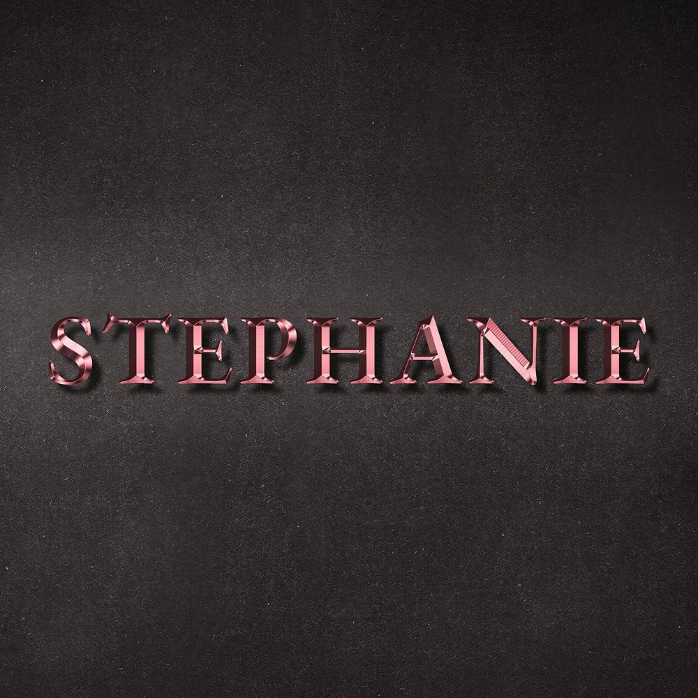 Stephanie typography in metallic rose gold design element