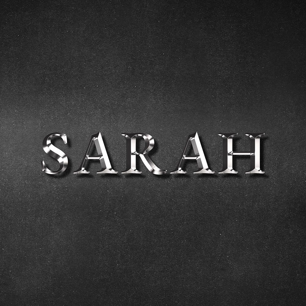 Sarah typography in silver metallic effect design element