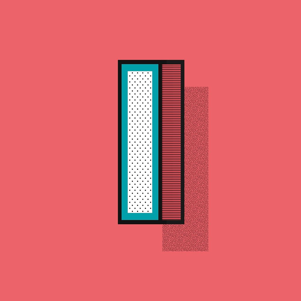 3D letter I isometric halftone style typography