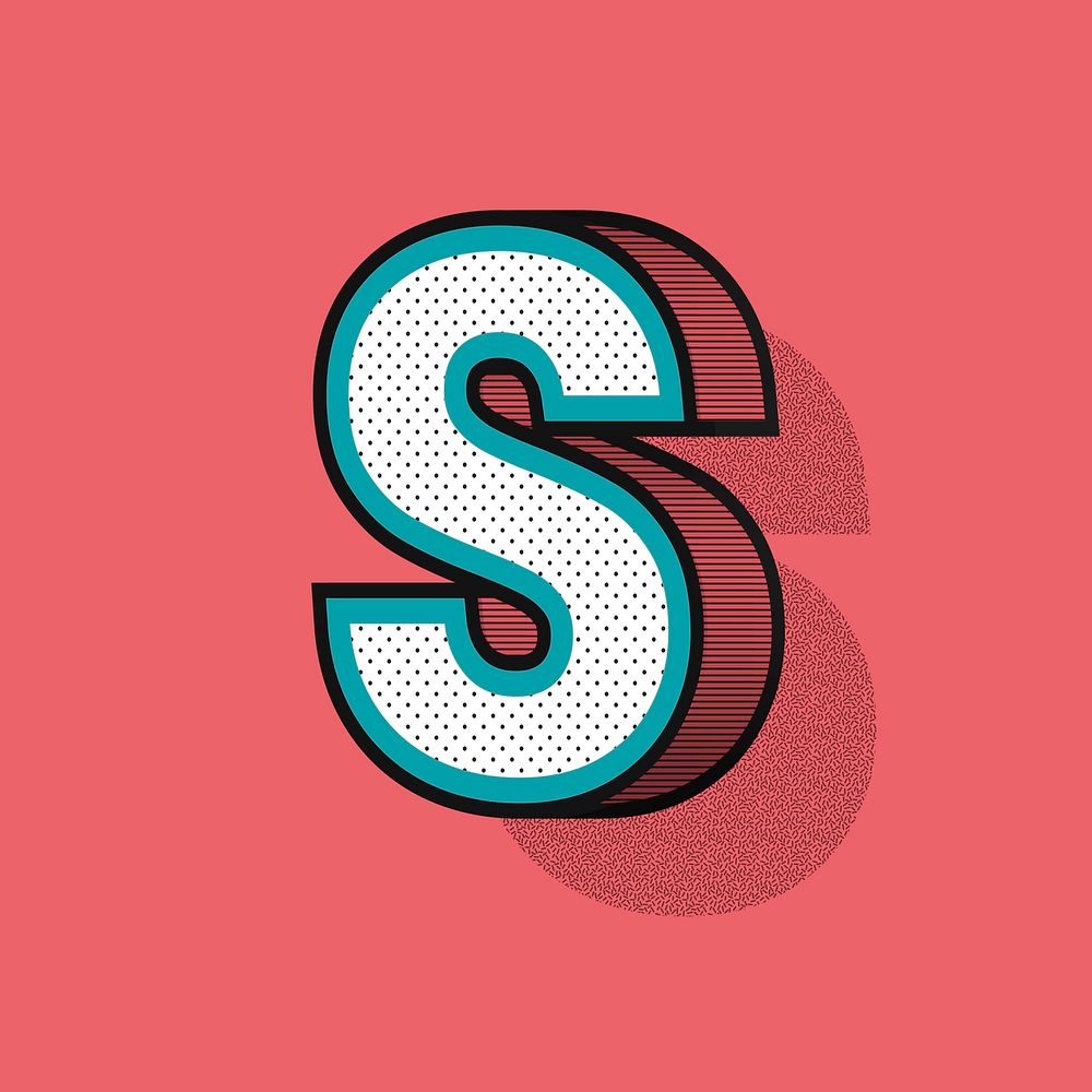 Letter S 3D halftone effect typography
