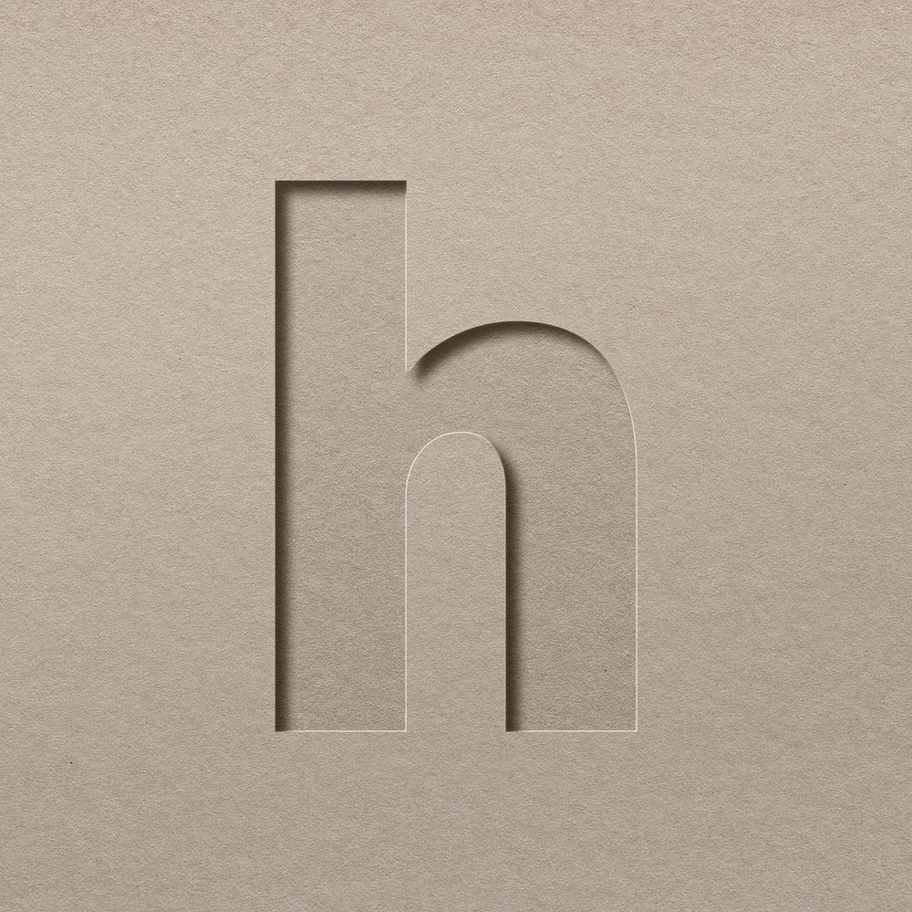 Paper cut lowercase letter h font typography