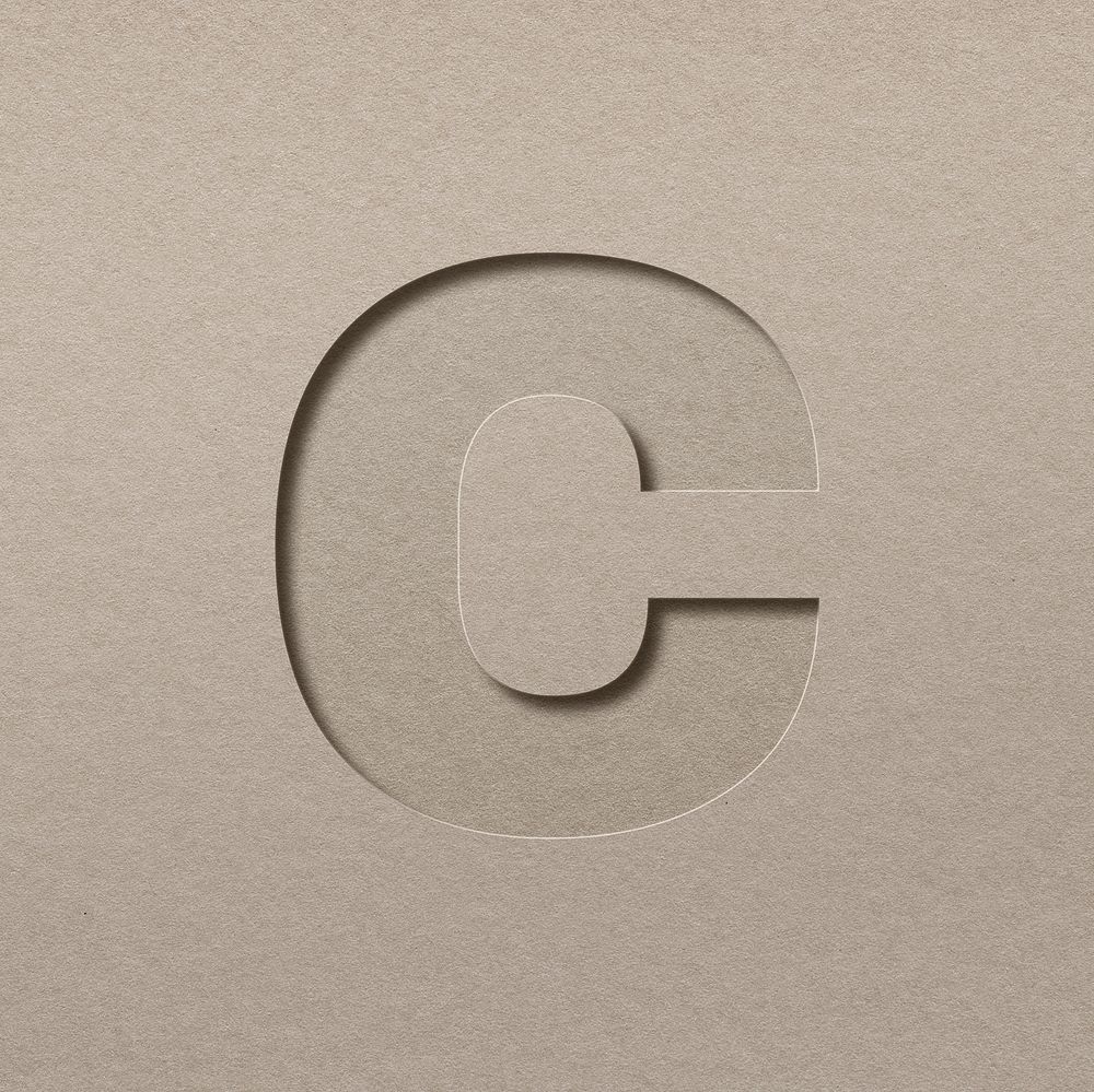 Paper cut lowercase letter c font typography