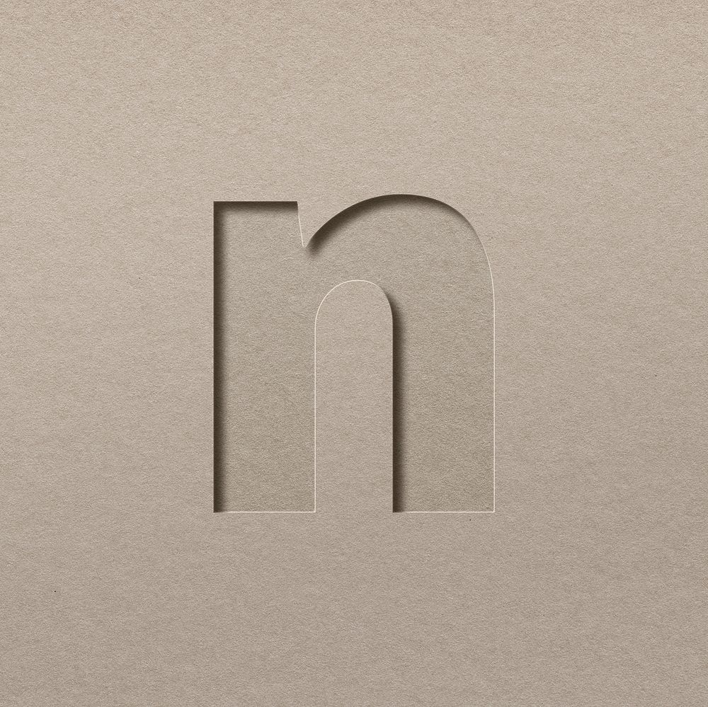 Paper cut lowercase letter n font typography