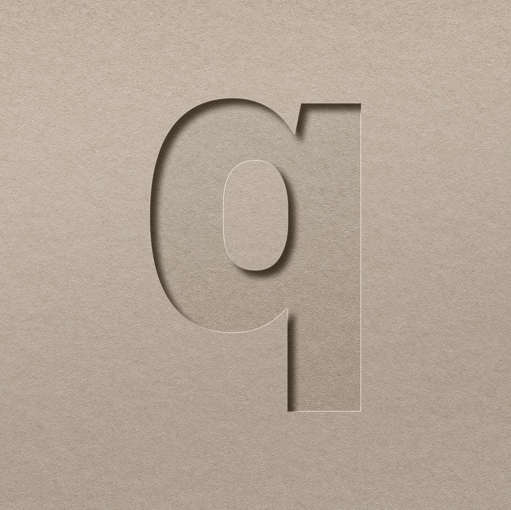 Paper cut lowercase letter q font typography