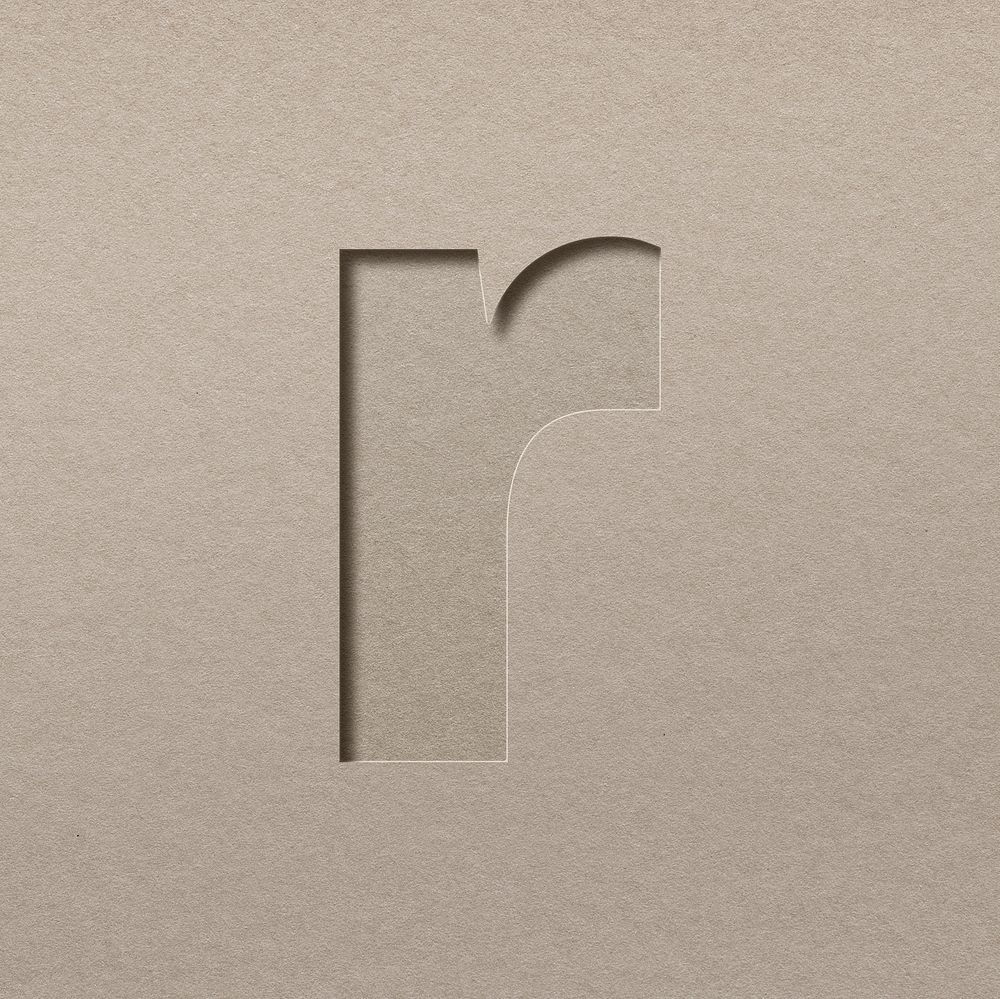 Paper cut lowercase letter r font typography