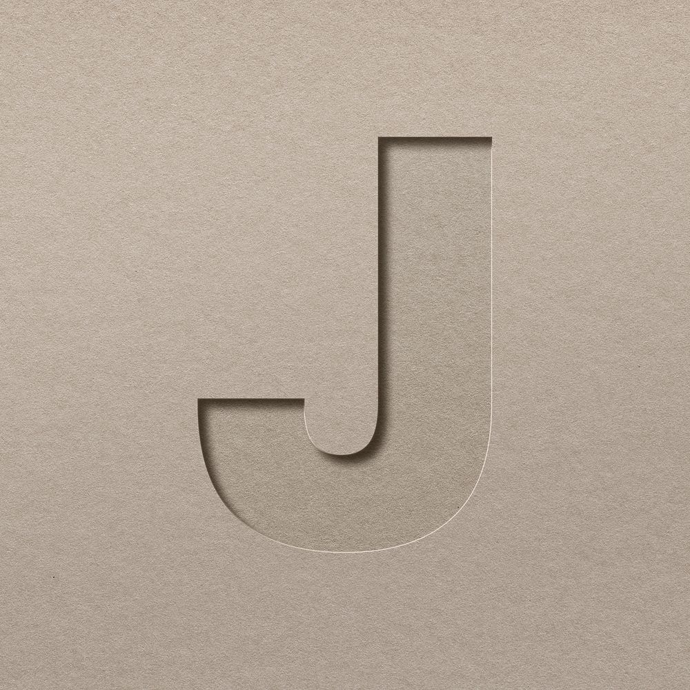 Paper cut capital letter J font typography