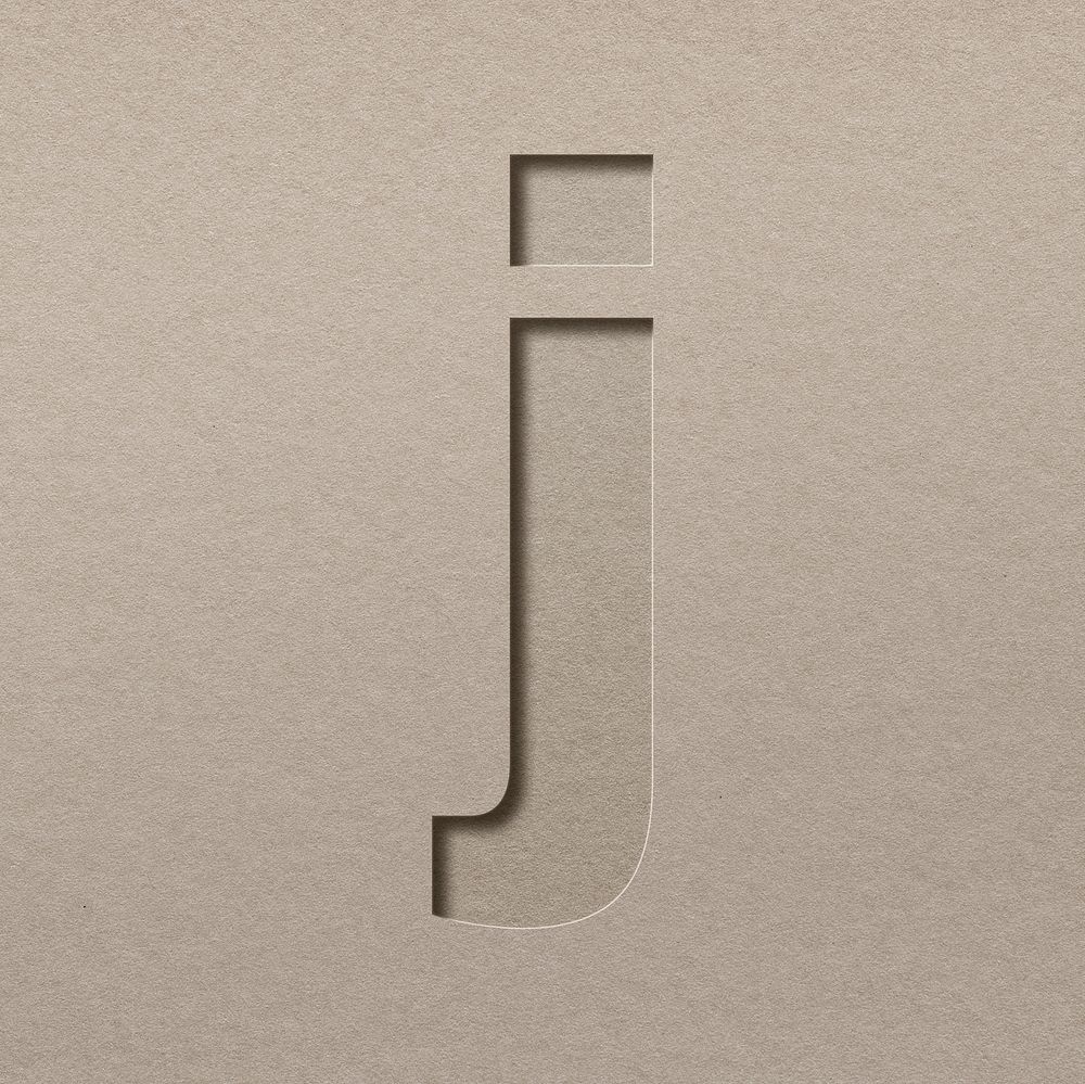 Paper cut lowercase letter j font typography