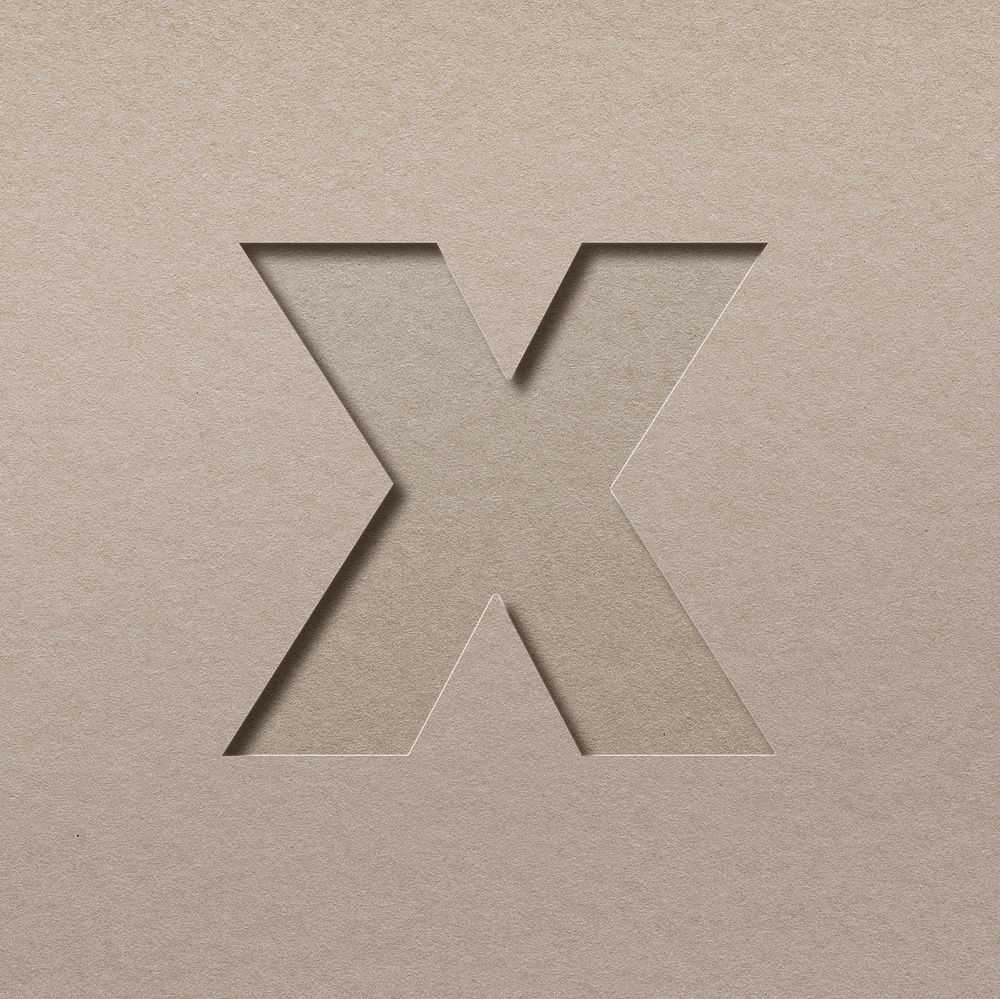 Paper cut lowercase letter x font typography