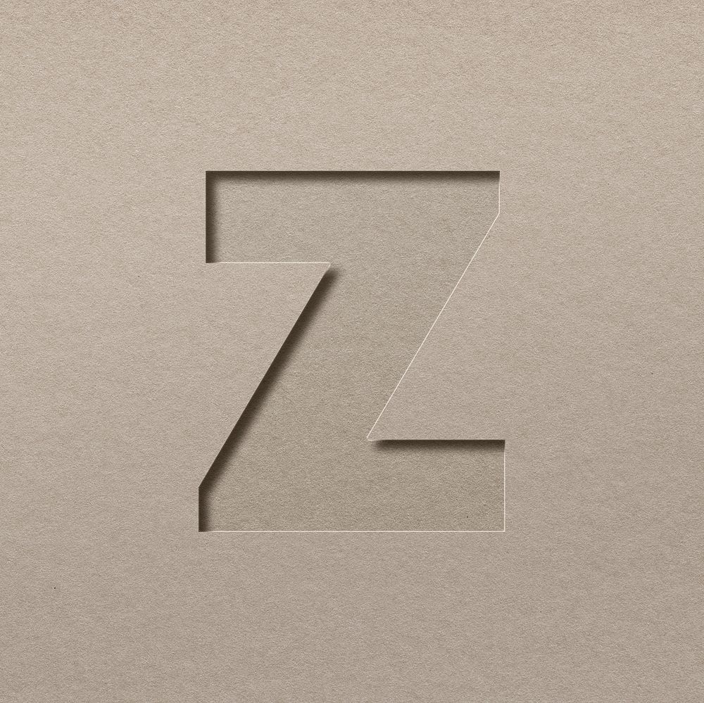 Paper cut lowercase letter z font typography