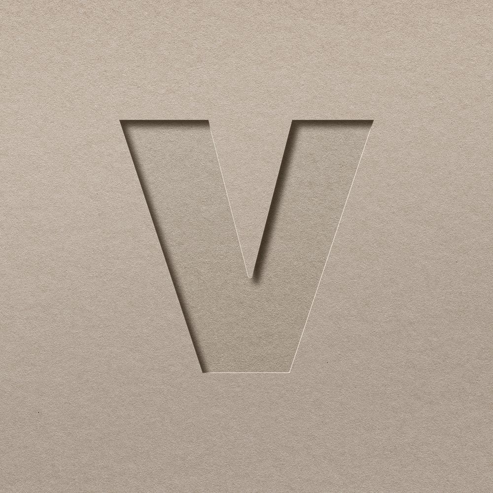Paper cut lowercase letter v font typography