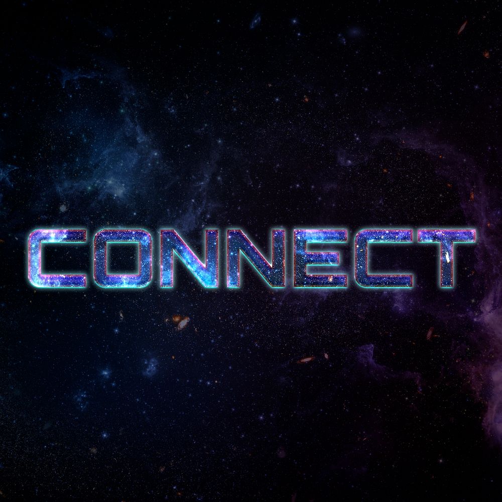 CONNECT text typography word on galaxy background