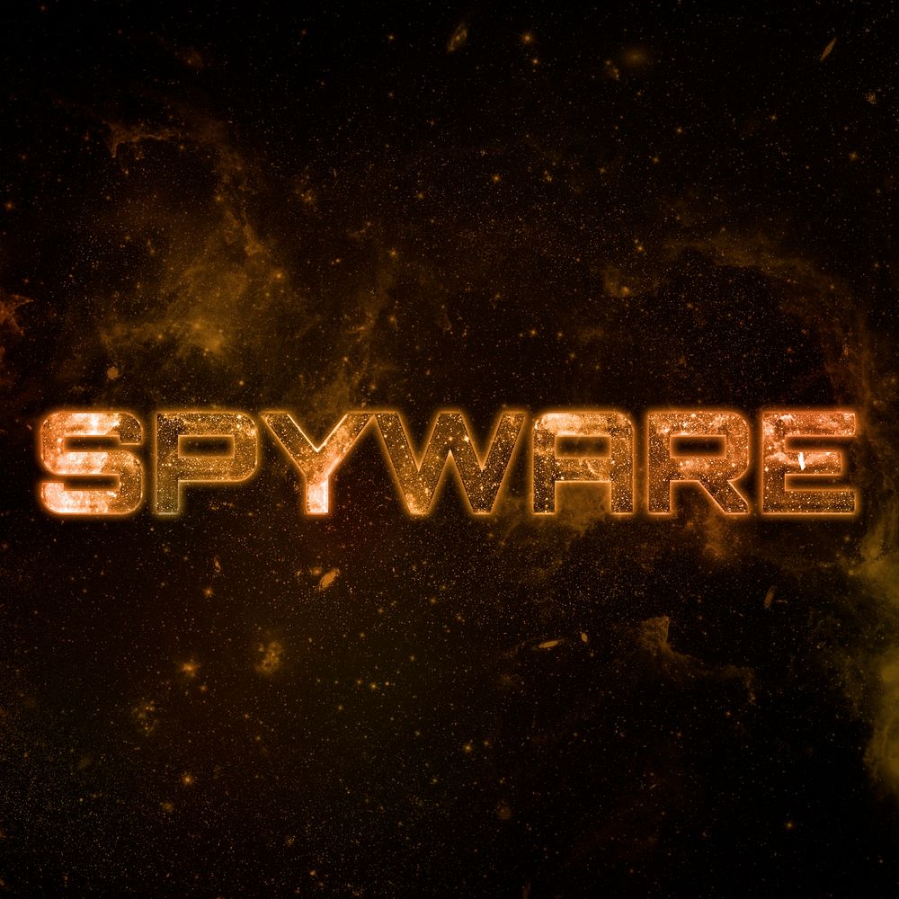SPYWARE text typography brown word on black